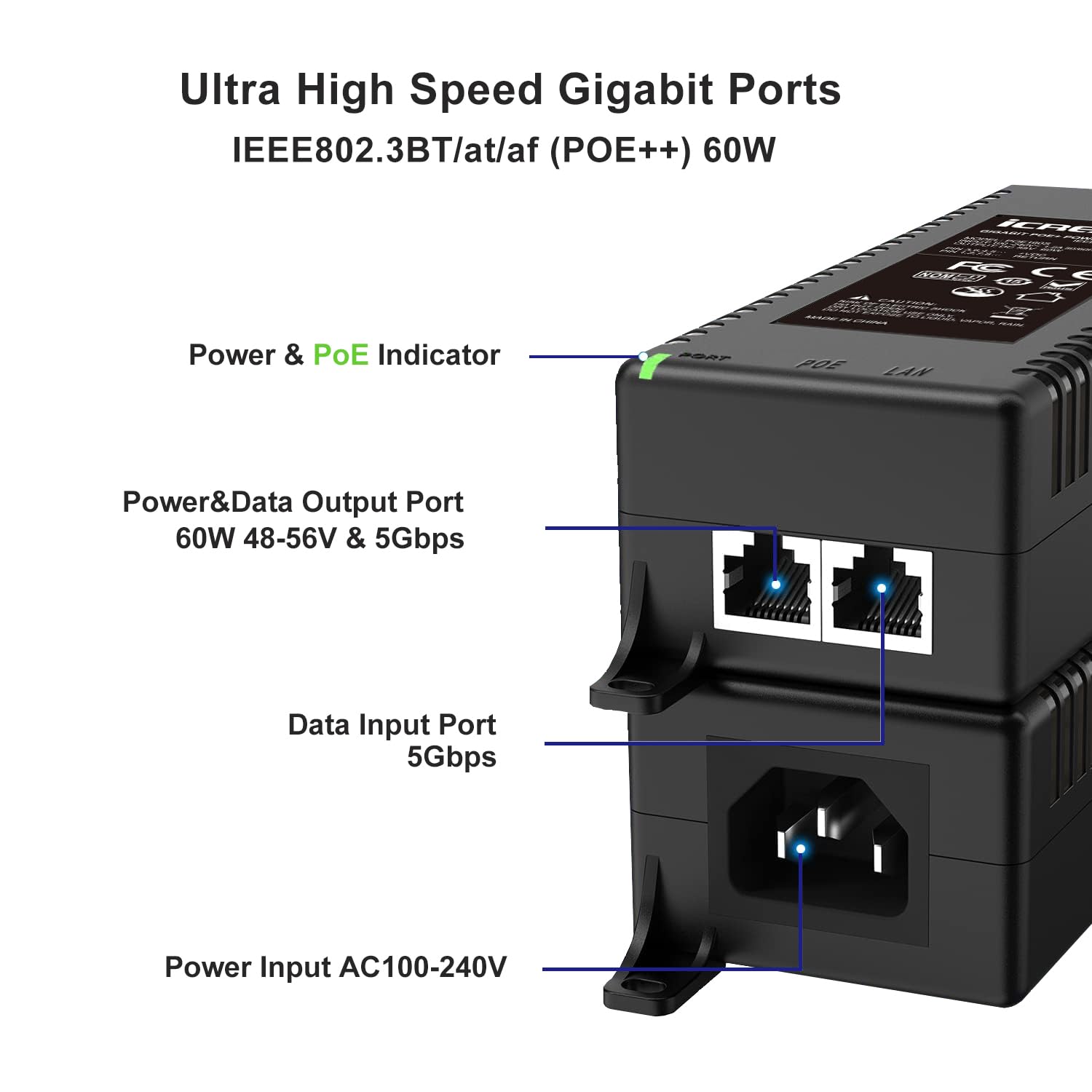 ルーター・ネットワーク機器 HPDE-2400G IEEE 802.3at/af Injector Hub ルーター・ネットワーク機器 HPDE-2400G IEEE 802.3at/af Injector Hub